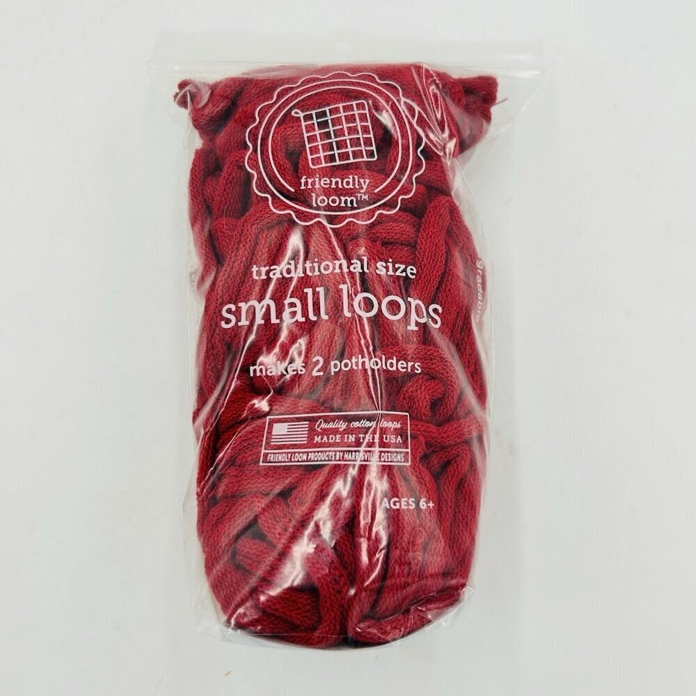 Friendly Loom 7” Traditional-Sized Red Potholder Weaving Loops Mini Bag
